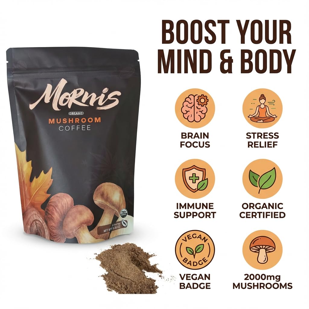 Organic Mushroom Coffee – Adaptogenic Blend for Energy, Focus & Mental Clarity