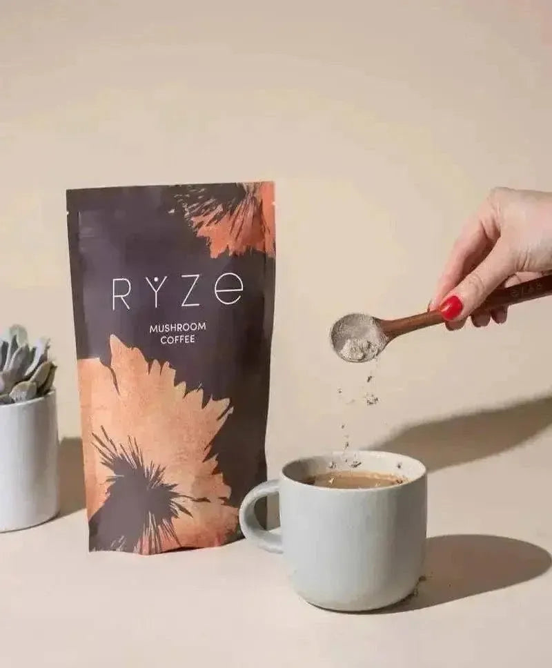 RYZE SUPERFOODS Mushroom Coffee USDA Organic with 6 Adaptogenic Mushrooms, USA Grown Instant Coffee for Better Energy, Focus Digestion Immunity with Lions Mane & Turkey Tail 30 Servings